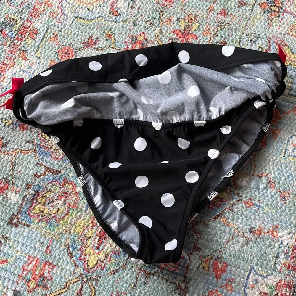 VENUS Marilyn Polka Dot Bikini Bottom Black & White Pink Size 12 - Picture 10 of 10